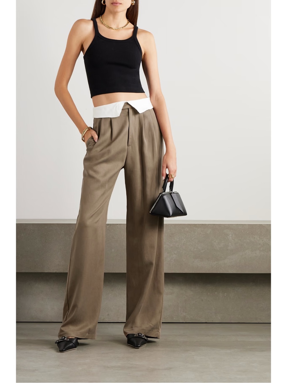 Reformation Stevie Pleated Wide Leg Pant In Mushroom Size 6 - Picture 7 of 14